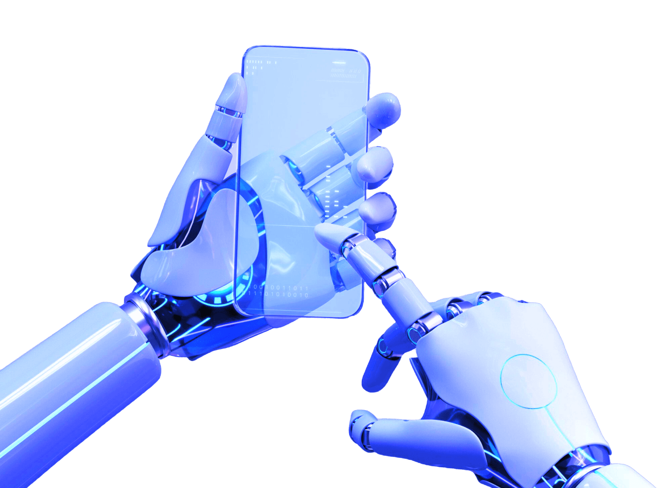Robot hands with phone