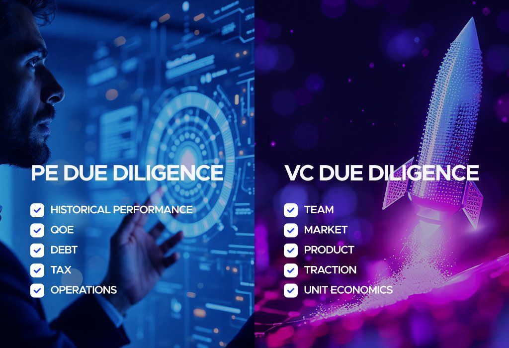 Due diligence focus in private equity versus venture capital deals