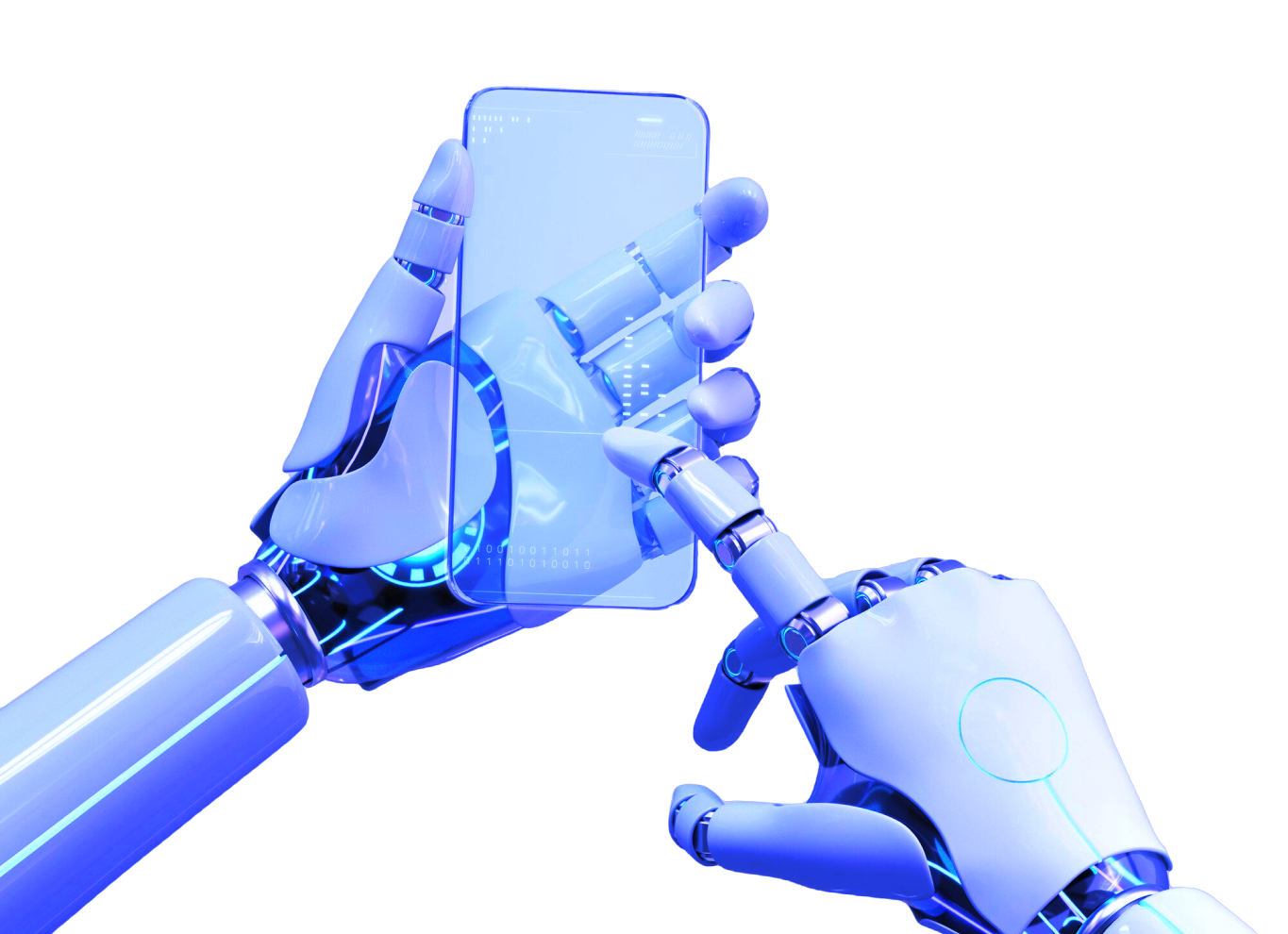 Robot hands with phone